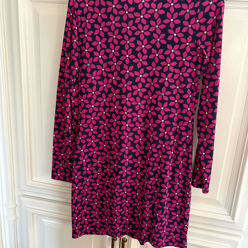 Diane Von Furstenberg Pink and Purple Patterned Reina Dress